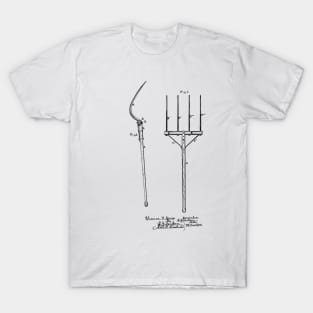 Gavel Fork Vintage Patent Hand Drawing T-Shirt